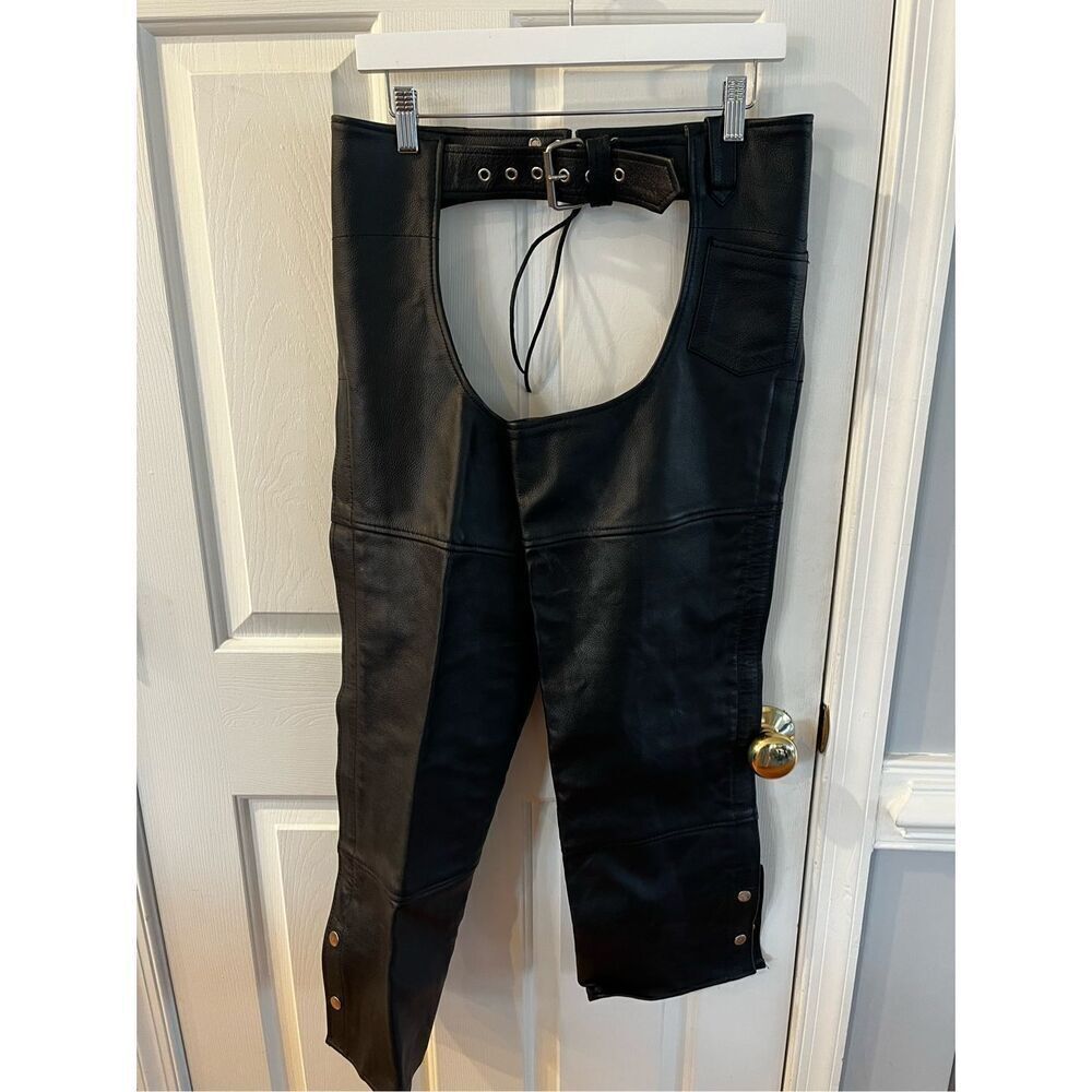FMC Mens Black Leather Chaps Sz XS EUC